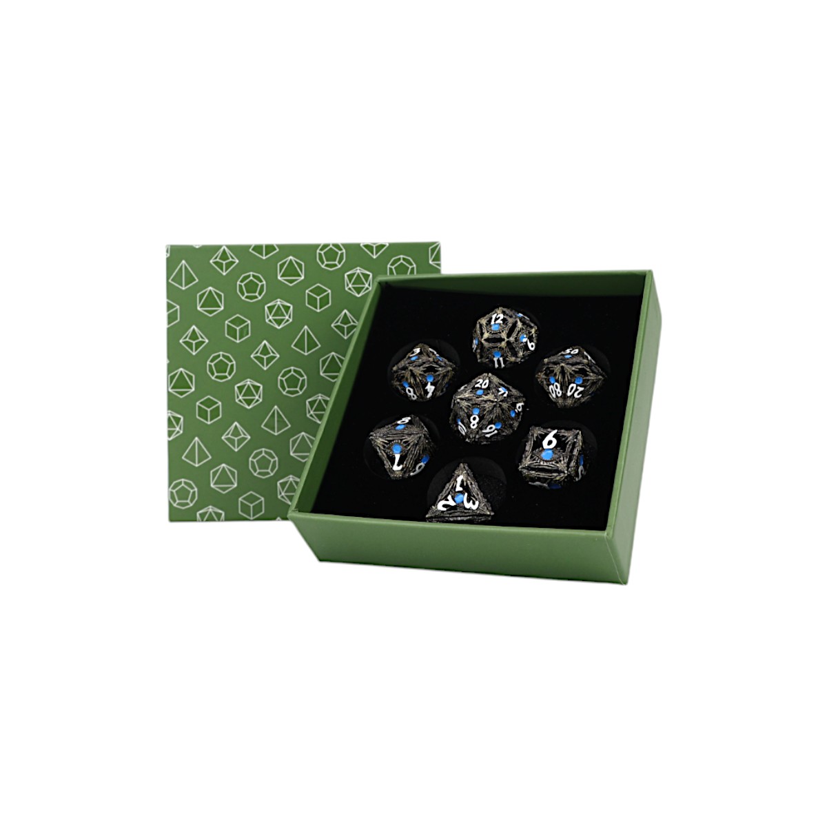 LPG Dice Dragon Eye Dice Set Tarnished Gold/Blue