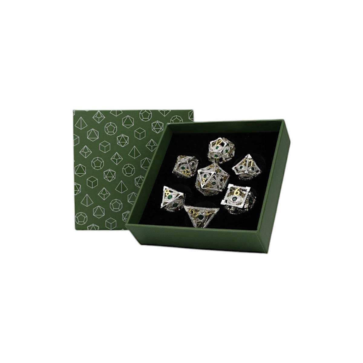 LPG Dice Scaled Eye Dice Set Steel/Green