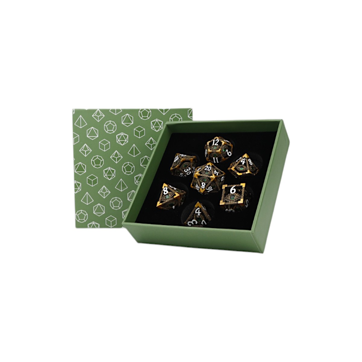 LPG Dice Scaled Eye Dice Set Ancient Bronze/Green