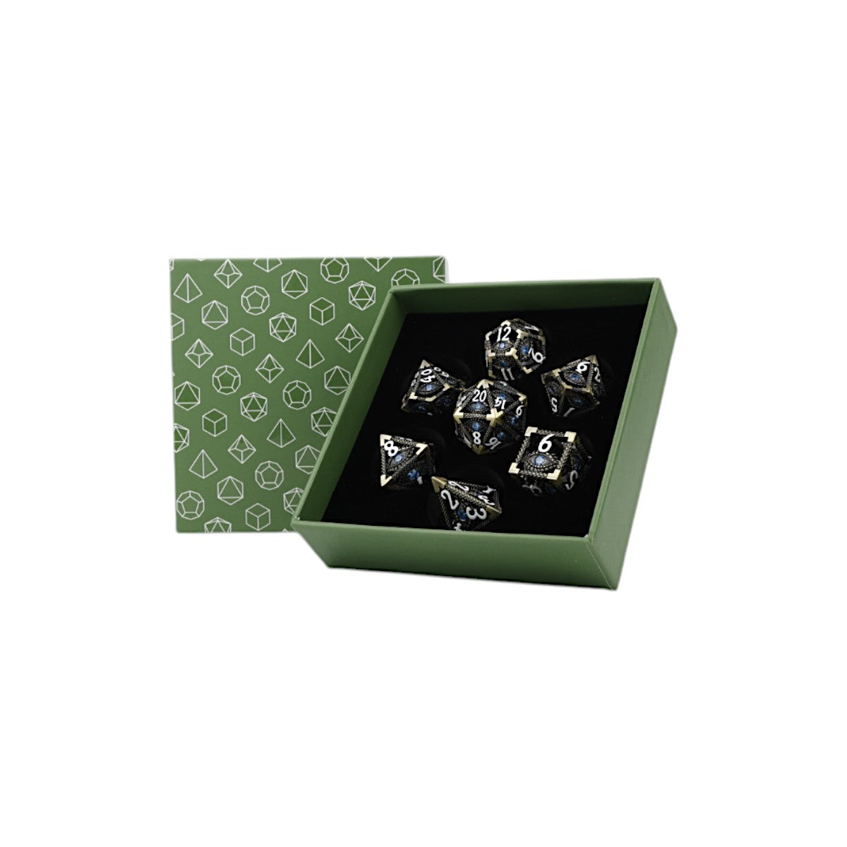 LPG Dice Scaled Eye Dice Set Tarnished Gold/Blue