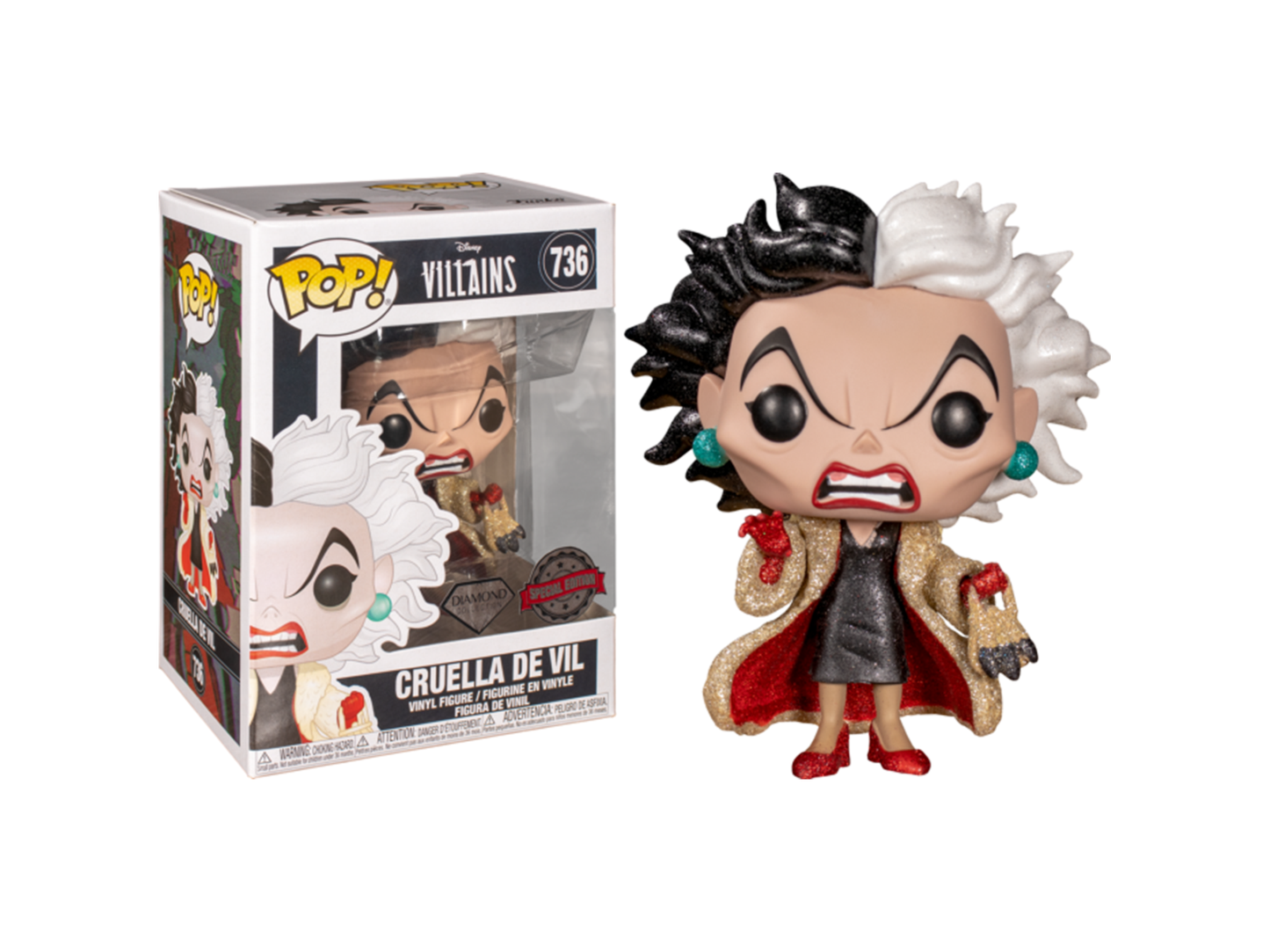 101 Dalmatians - Cruella Diamond Glitter US Exclusive Pop! Vinyl #736