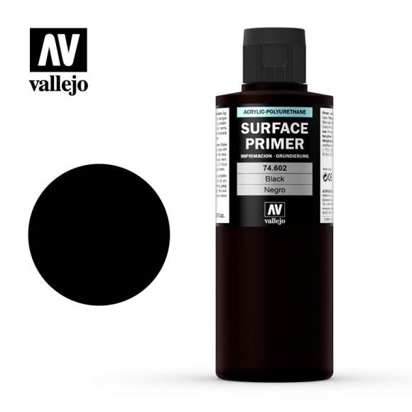 Vallejo Surface Primer Colour Black 200ml - Ozzie Collectables