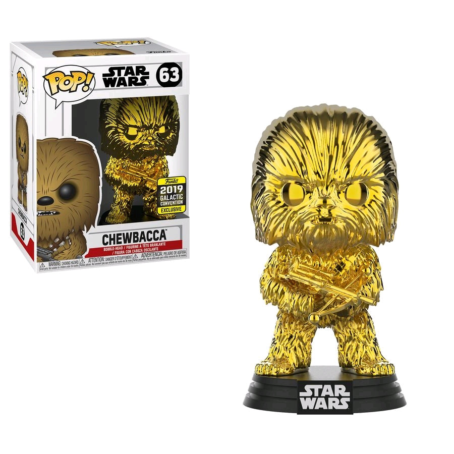 Chewbacca - Gold Chrome Star Wars Celebrations Funko 2019 Chicago Convention Exclusive POP! Vinyl Figure - Ozzie Collectables