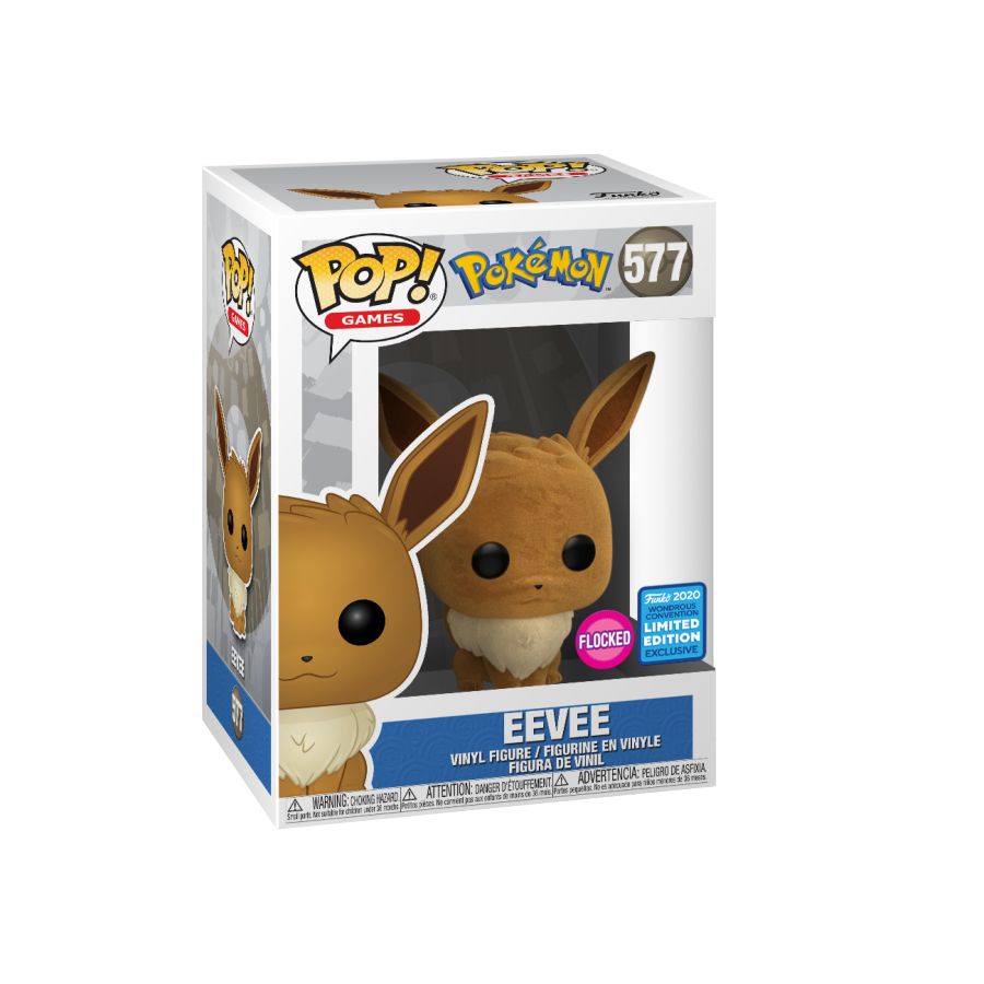 Pokemon - Eevee (Flocked) Wondercon 2020 Exclusive Pop! Vinyl - Ozzie Collectables