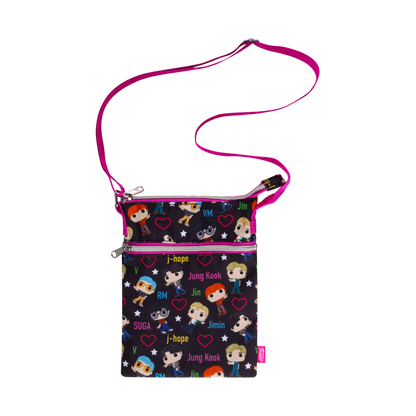 BTS - Band with Hearts Print Crossbody Passport Bag