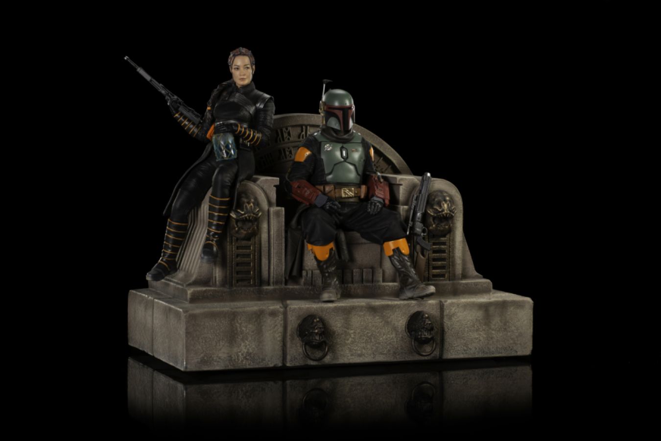 Star Wars: The Mandalorian - Boba Fett & Fennec Shand on Throne Deluxe 1:10 Scale Statue