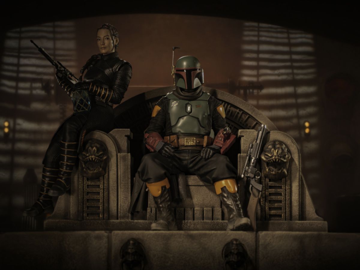 Star Wars: The Mandalorian - Boba Fett & Fennec Shand on Throne Deluxe 1:10 Scale Statue