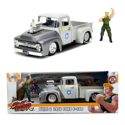 Street Fighter - Ford F-100 (1956) 1:24 with Guile Figure Hollywood Rides Diecast Vehicle