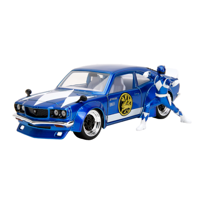 Power Rangers - 1974 Mazda RX-3 (with Blue Ranger) 1:24 Scale Diecast Vehicle Set