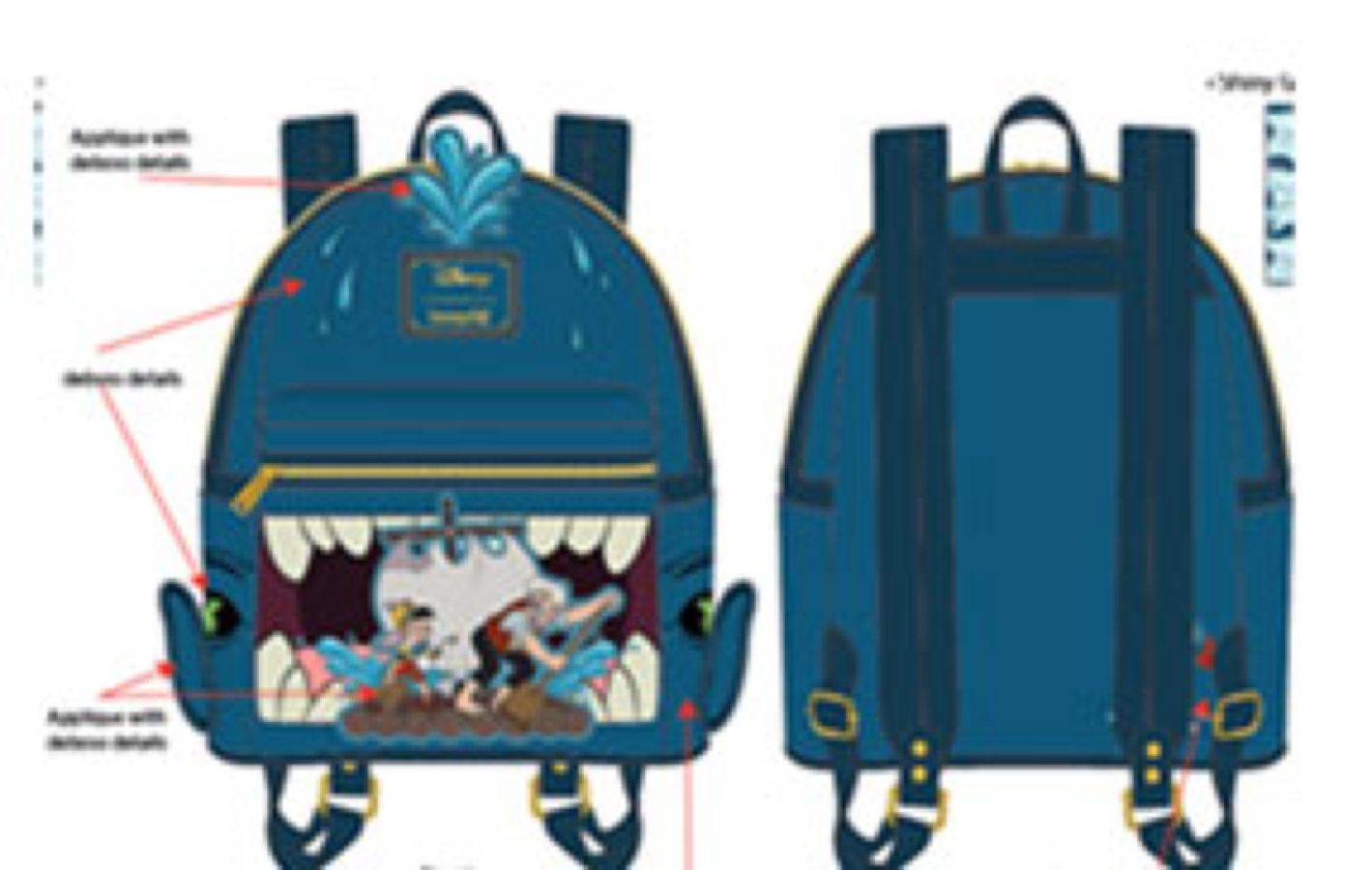 Loungefly Disney Pinocchio Monstro newest Mini Backpack