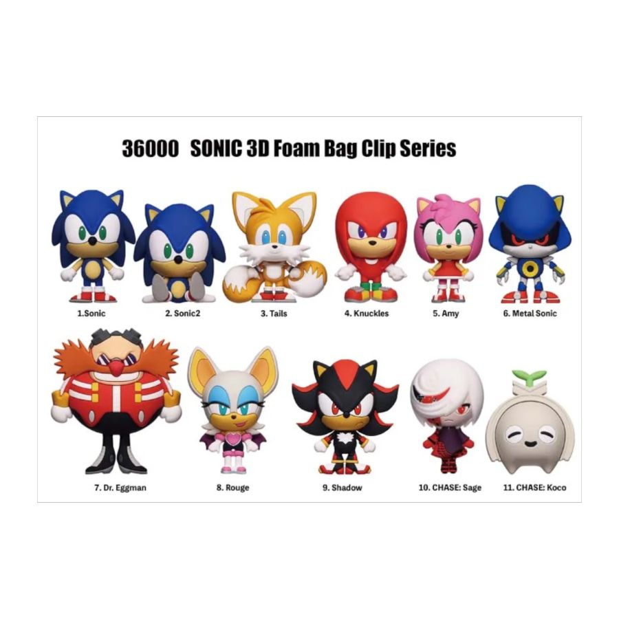 Sonic - 3D Foam Bag Clips Blind Bag (Display of 24)