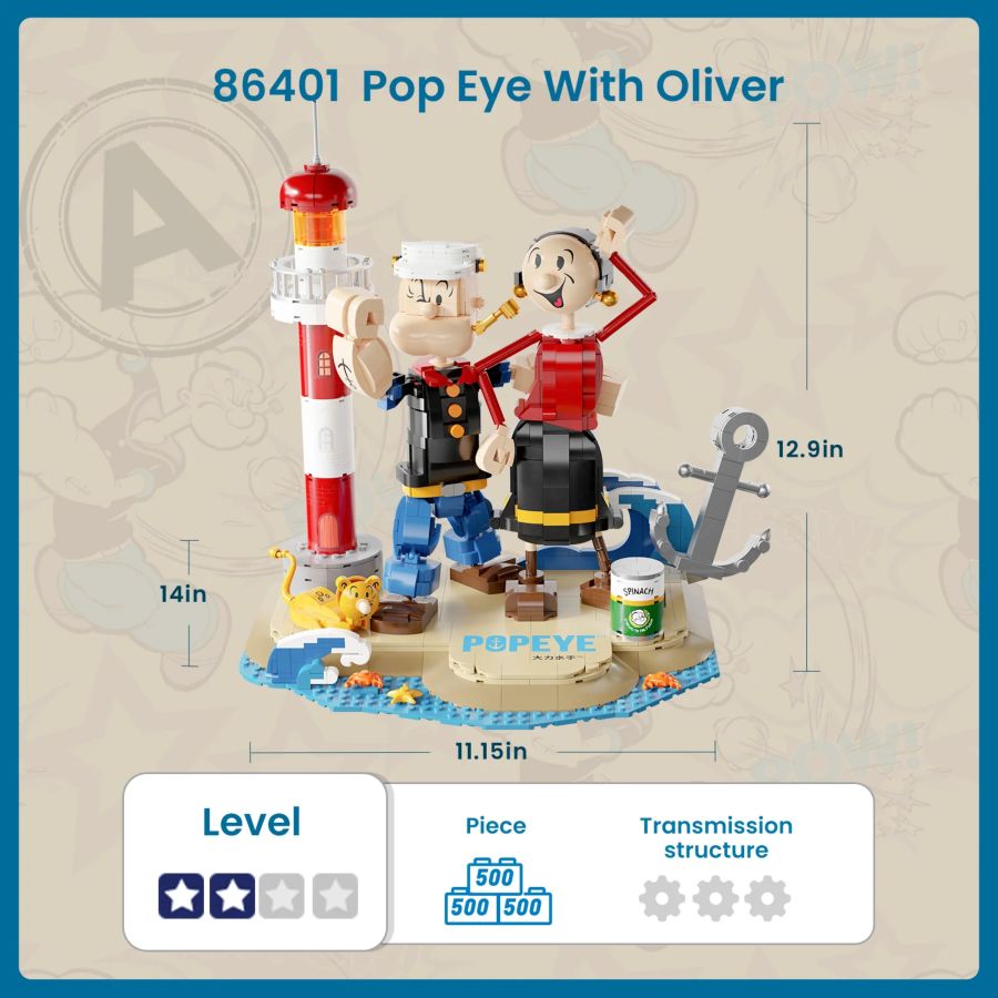 Popeye - Popeye w/Olive Buildable Figure Set (1209pcs)