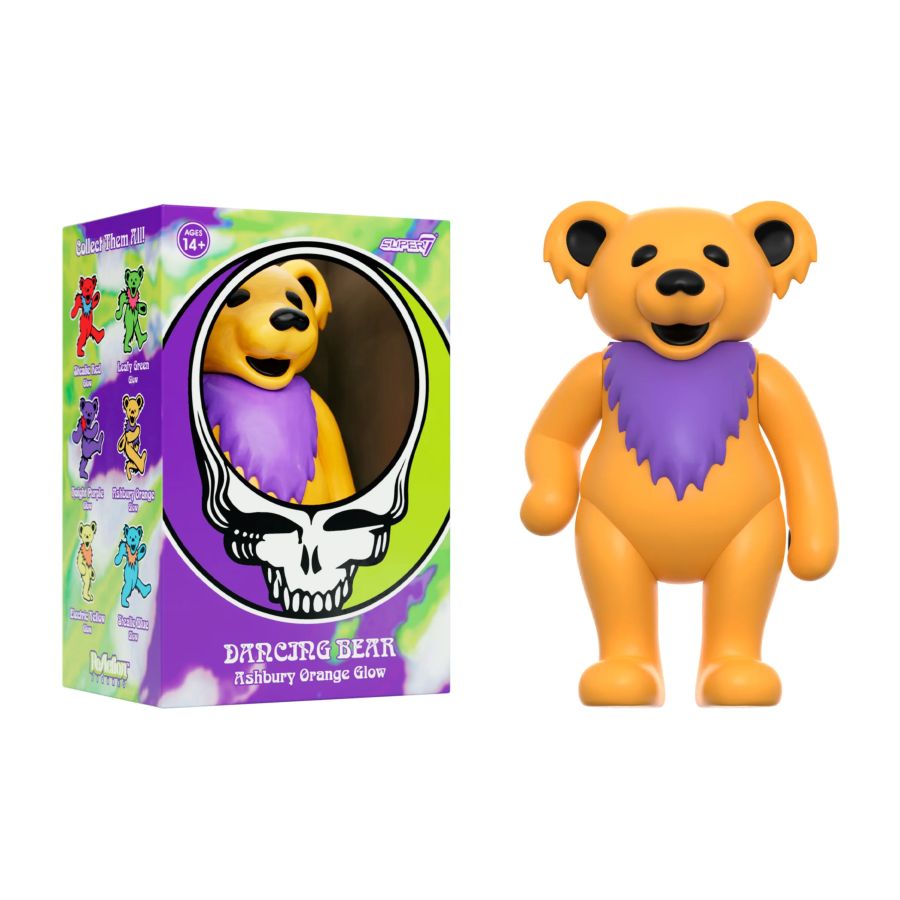 The Grateful Dead - Dancing Bear Glow (Ashbury Orange) Reaction 3.75" Figure