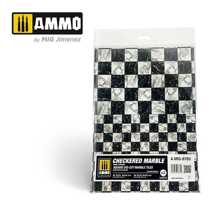 Ammo by MIG - Dioramas - Marble - Checkered Marble - Square Die Cut Marble Tiles 2pc