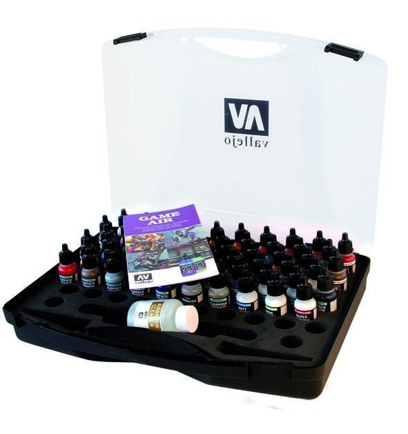 Vallejo Game Air set Plastic Case 51 colours, 8 primers, 5 auxiliary, airbrush cleaner - - Ozzie Collectables