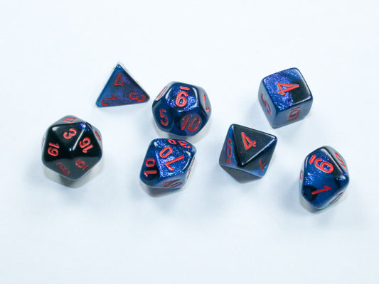 Chessex D7-Die Set Gemini Mini-Polyhedral Black-Starlight/red