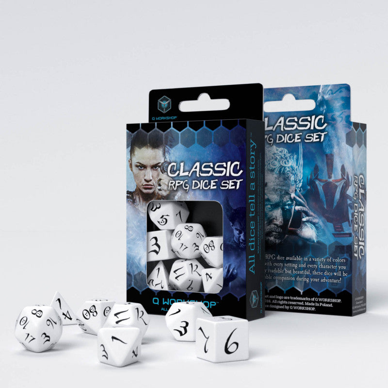 Q Workshop Classic RPG White & Black Dice Set 7