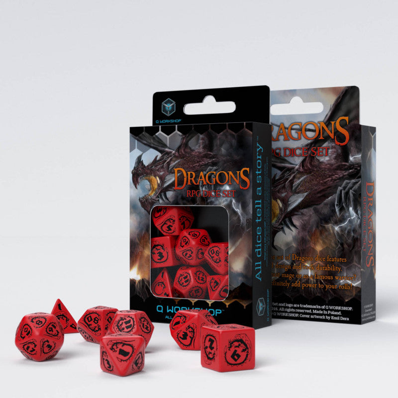 Q Workshop Dragon Red & Black Dice Set 7