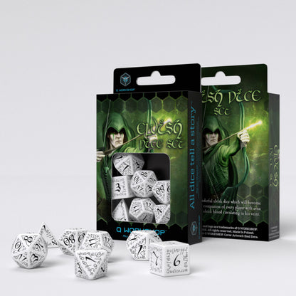 Q Workshop Elvish White & Black Dice Set 7