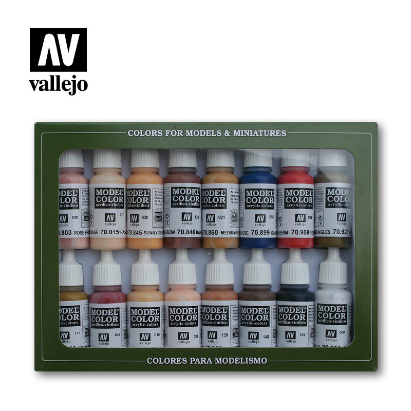 Vallejo Model Colour Face & Skin Tones 16 Colour Set - Ozzie Collectables