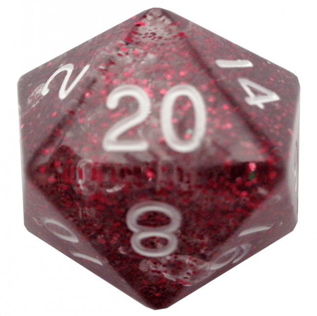 MDG 35mm Mega Acrylic d20 Dice: Ethereal Light Purple with White Numbers