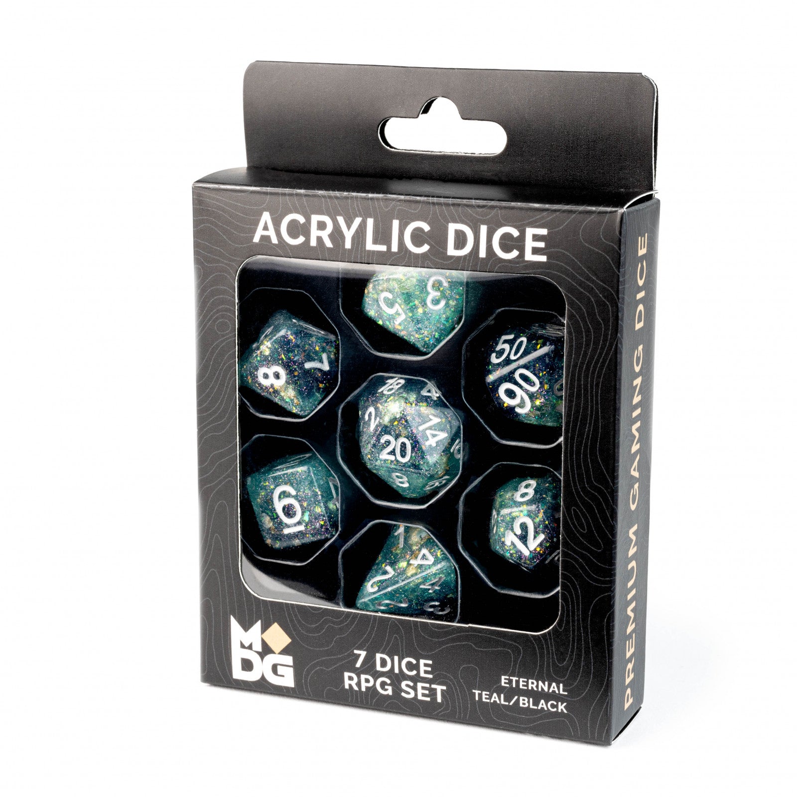 MDG Eternal Teal/Black 16mm Resin Dice Set