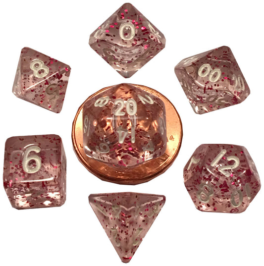 MDG Mini Polyhedral Dice Set White Numbers- Ethereal Light Purple