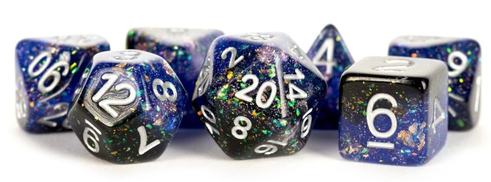 MDG Resin Eternal Polyhedral Dice Set 16mm - Blue/Black