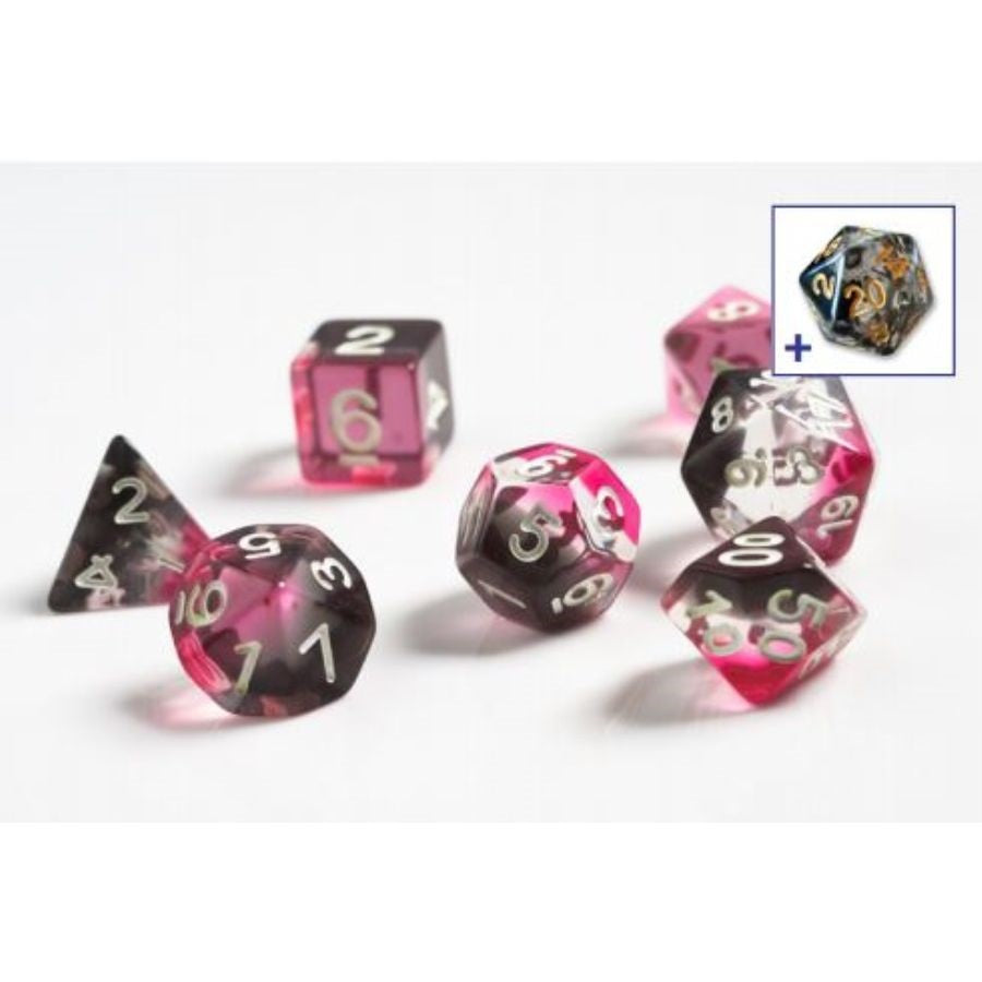 Sirius Dice - Pink, Clear, Black Resin Dice Set 7