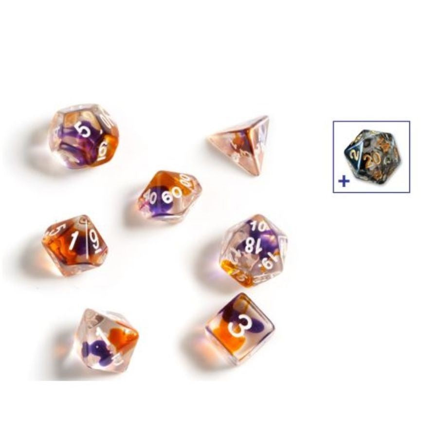 Sirius Dice - Purple, Orange, Clear Dice Set 7