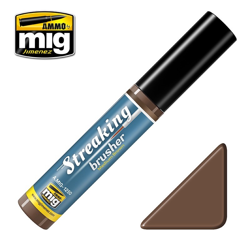 Ammo by MIG Streakingbrusher Medium Brown