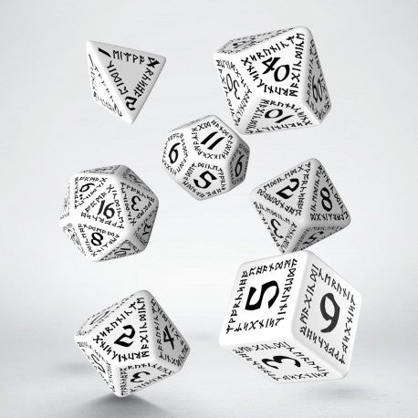 Q Workshop Runic White & Black Dice Set 7 - Ozzie Collectables